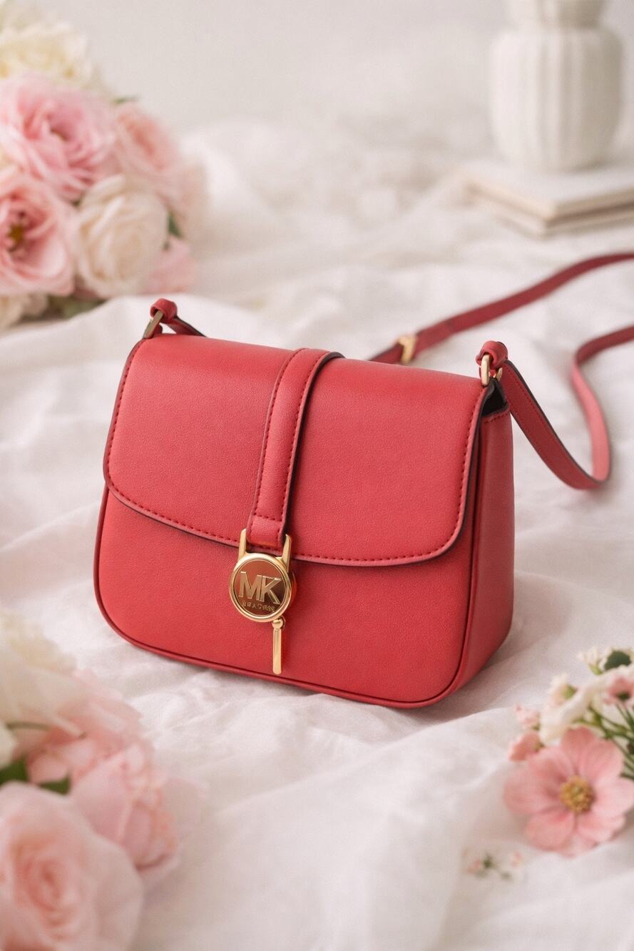 Michael Kors Lyra Small Leather Flap Crossbody Bag Red NWT